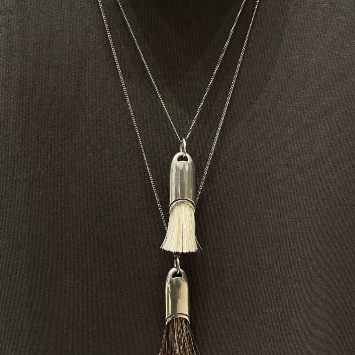 Lema*车静媛同款毛刷子项链ins小众设计高级感复古刷子长款毛衣链详情2