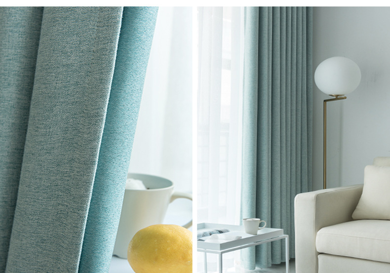 Swan Cotton and linen modern and simple living room and bedroom curtains, solid color thickened fully blackout linen curtain fabric manufacturer for homestays pic 25