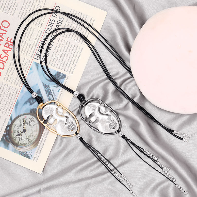 亚马逊跨境欧美新款毛衣链高级感时尚百搭女士金属长款项链批发详情7