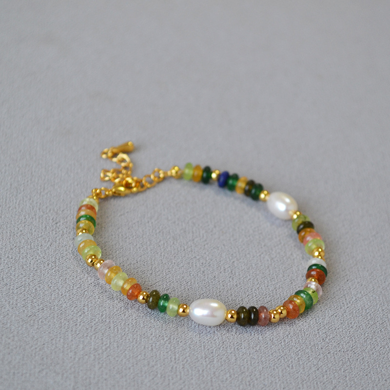 法式小众设计文艺复古时尚简约彩色真石串珠叠带个性气质细手链女详情21