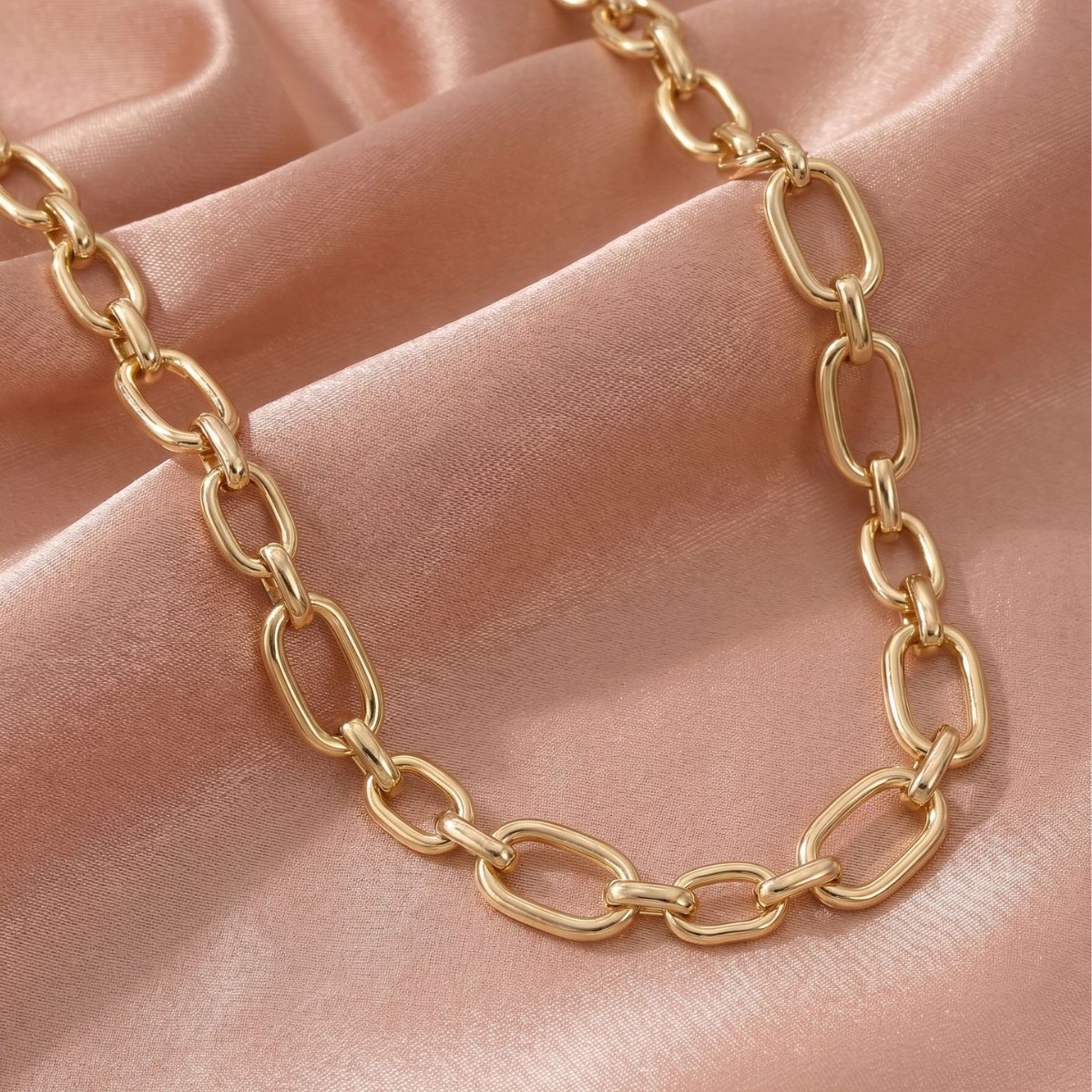 Cross-border smooth chain necklace for women, European and American copper gold-plated neck chain, exaggerated thick chain, Amazon jewelry wholesale pic 2