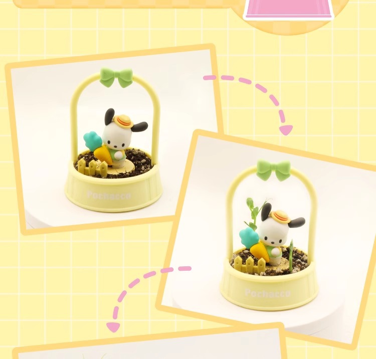 正版三丽鸥午后花园系列diy儿童种植摆件凯蒂猫小盆栽大耳狗批发详情9