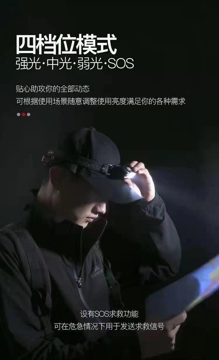 Induction headlamp, high-intensity rechargeable, ultra-bright long-range fishing night light, LED head-mounted outdoor portable work light pic 3