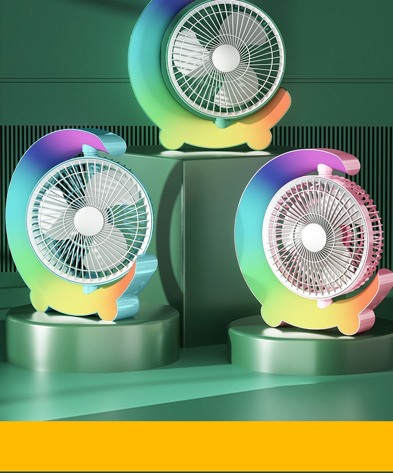 Cross-border Internet celebrity color marquee, desktop fan, USB charging table fan, home, dormitory and office air circulation fan pic 6