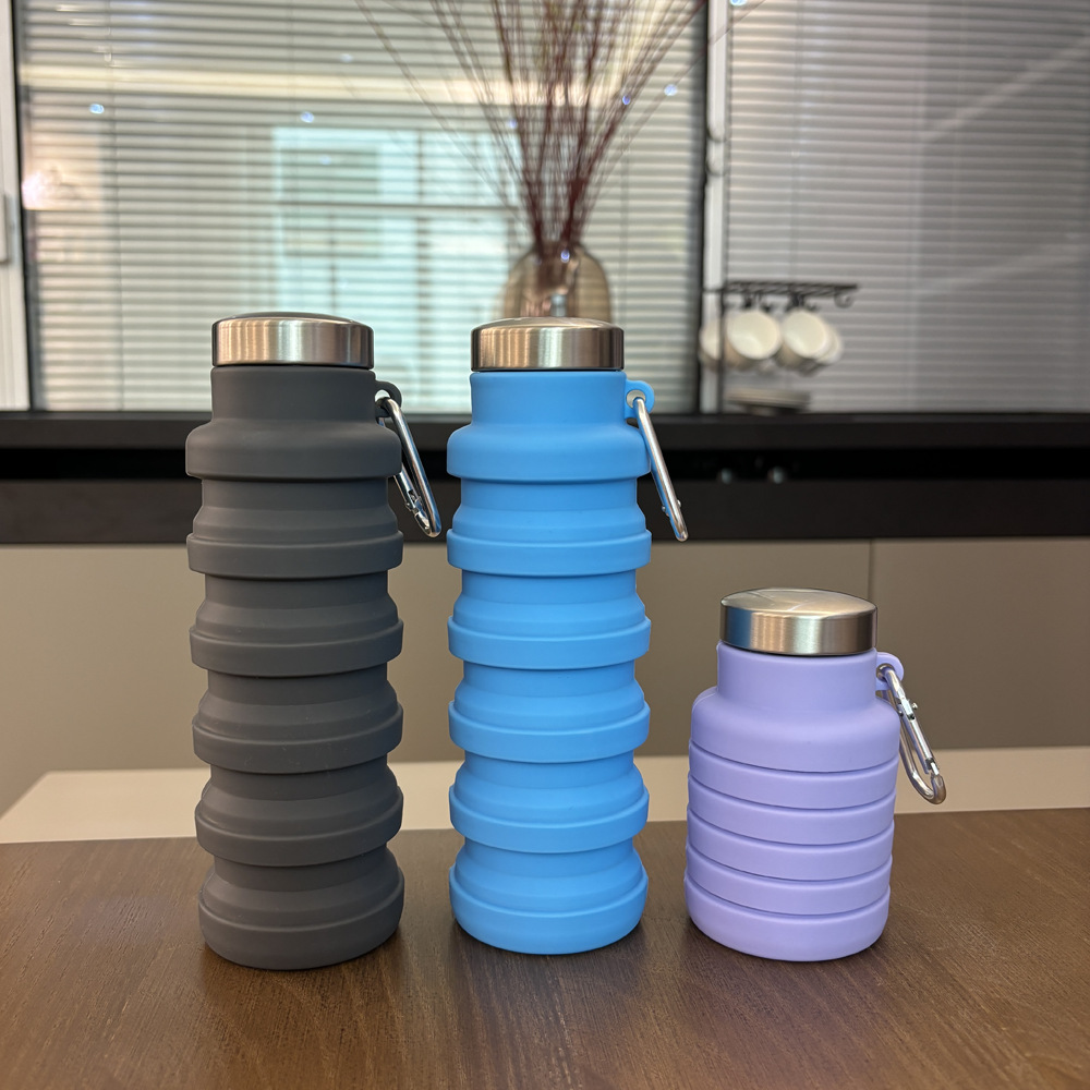 厂家直销铂金硅胶运动户外水壶大容量便携伸缩水瓶硅胶折叠水杯详情5