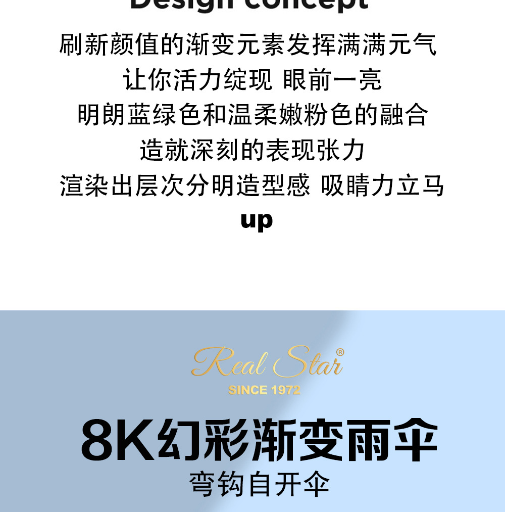 【日韩】星宝RST渐变透明伞PVC磨砂塑料雨伞成人可用长柄伞清新详情4
