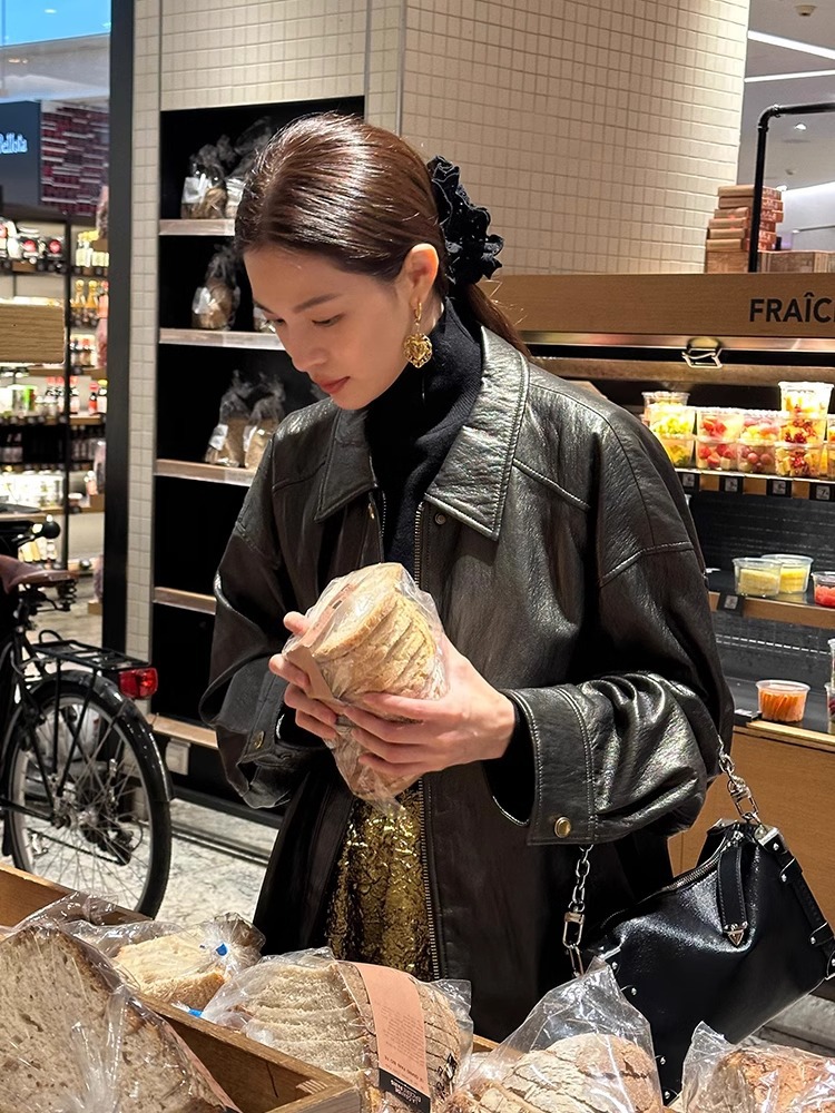 钟楚曦巴黎同款法式黑色蕾丝发抓头花抓夹女高级精致发夹鲨鱼夹子详情1