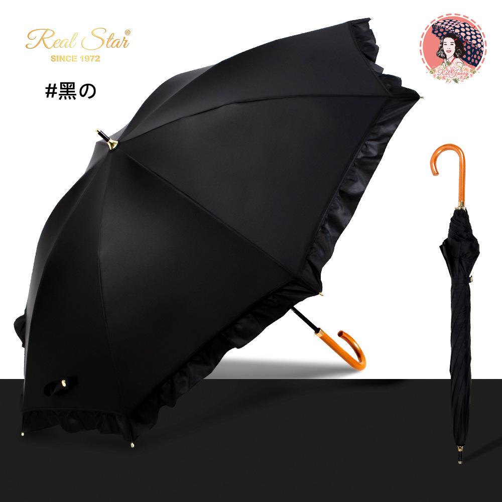 新款长柄防晒伞弯把雨伞太阳伞直杆伞19寸女士伞日式详情10