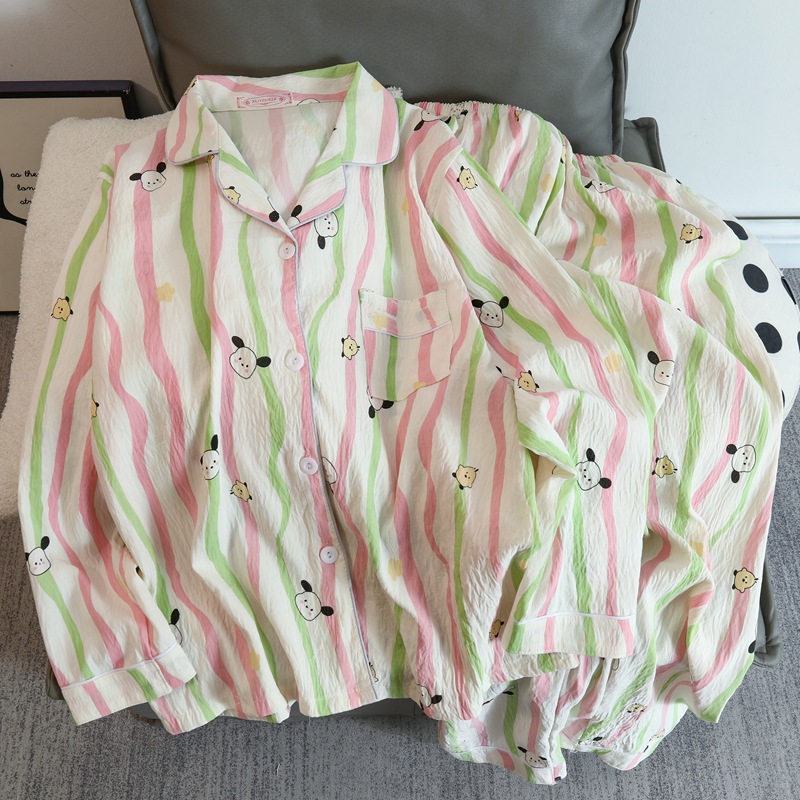 Cute cartoon mikko pajamas for girls in spring and autumn, cloud cotton long-sleeved, sweet student and Internet celebrity home wear set for summer pic 39