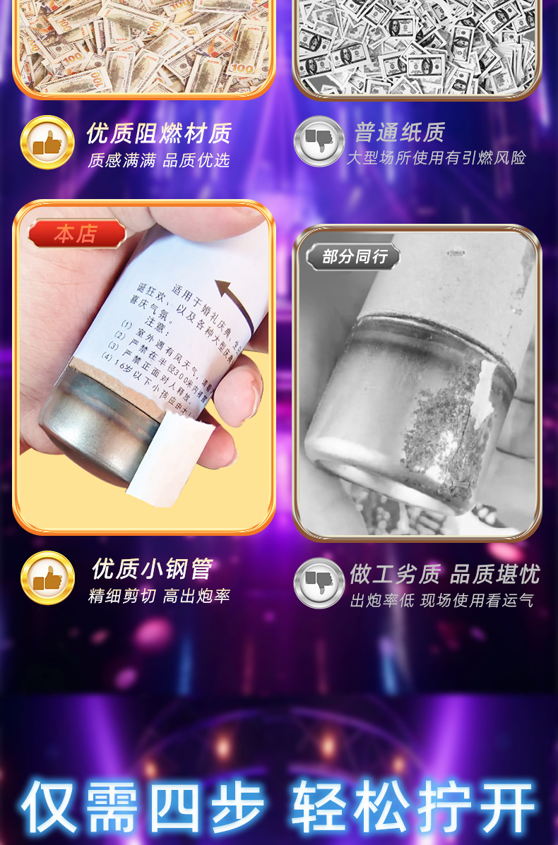 暴富金纸礼花筒直播间礼炮派对对礼花筒跨境专供手拧礼花筒详情8