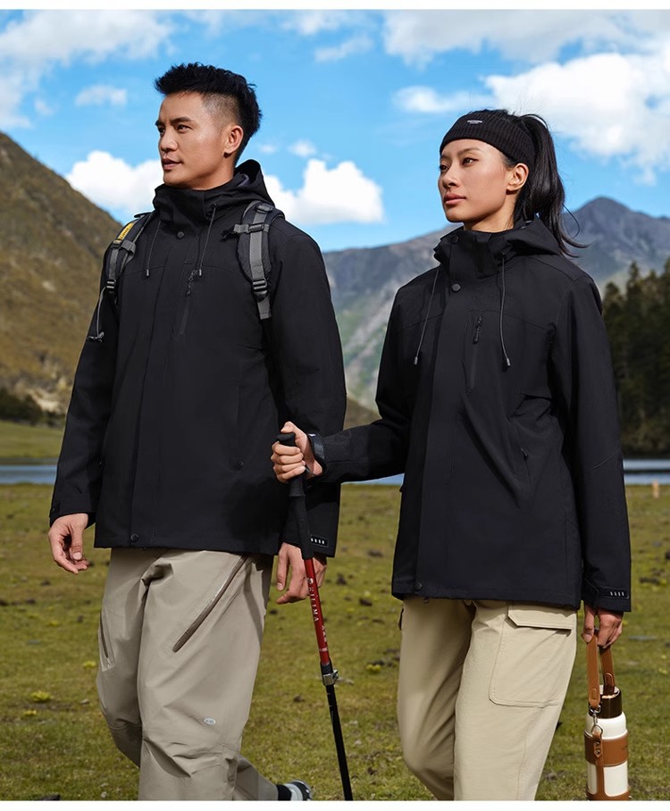 冲锋衣男三合一外套女户外加厚防风防水徒步登山服团建定制印logo详情21