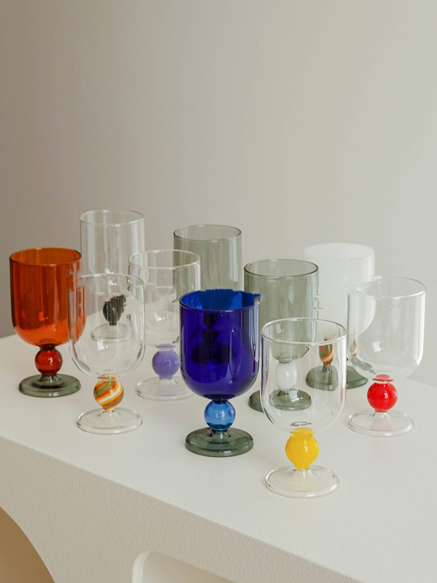 High borosilicate glass creative tall glass, household large-capacity red wine cocktail glass, colored glass champagne glass, double-layered glass pic 8