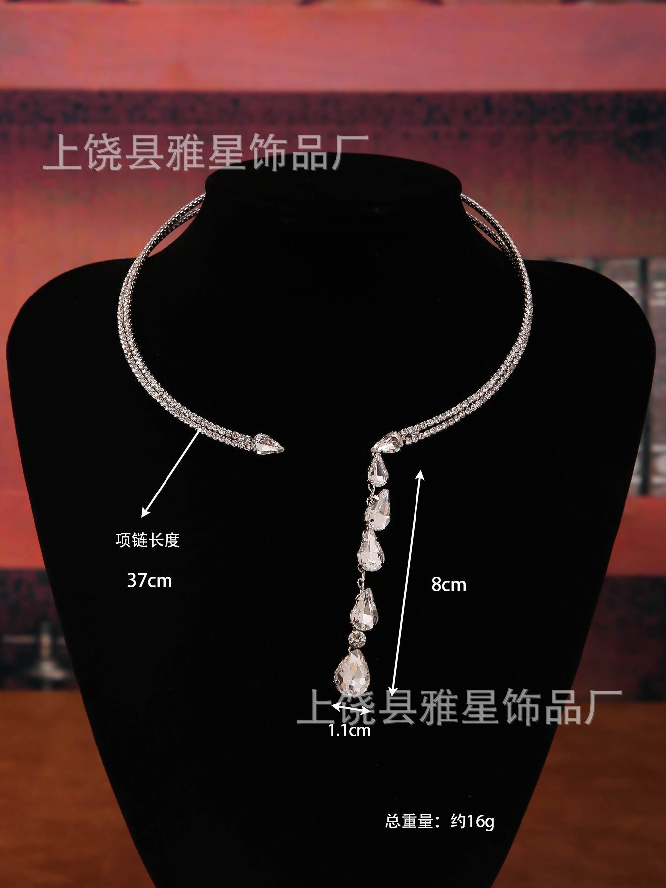 Europa y américa ins gota de agua conjunto de joyería personalidad moda color strass collar pendientes conjunto de novia accesorios pic 7