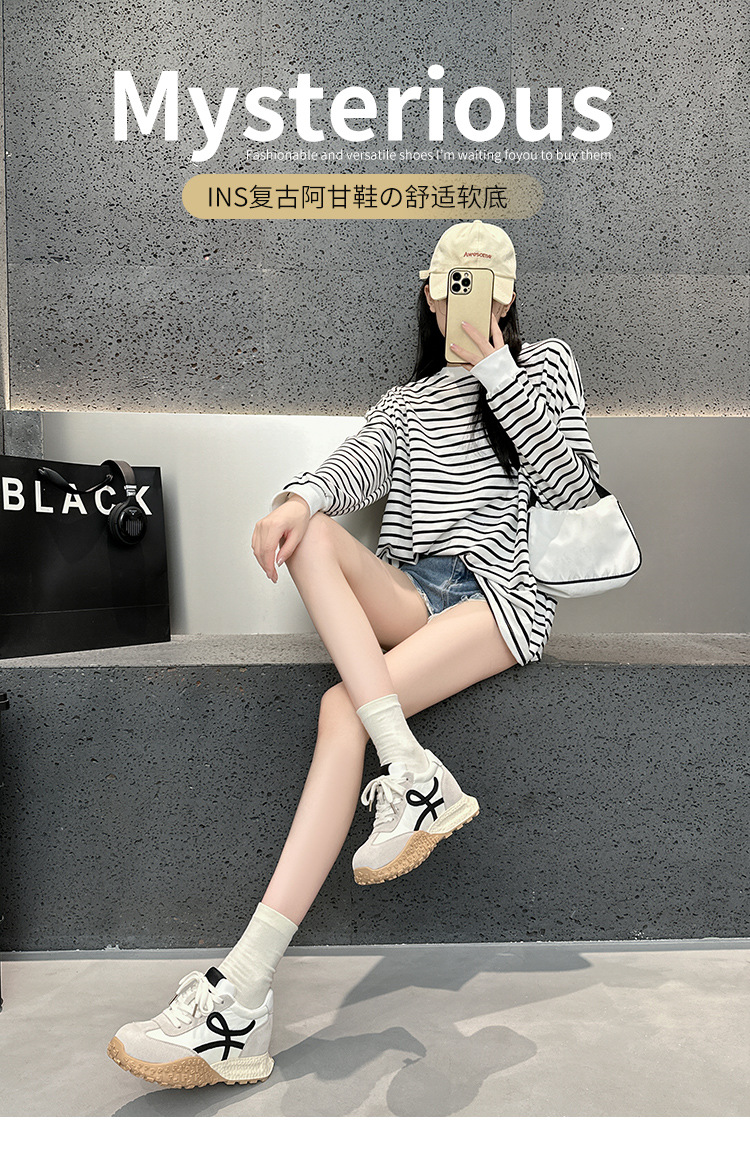 真皮~7CM内增高德训鞋女鞋夏厚底小个子复古休闲运动鞋老爹鞋详情10