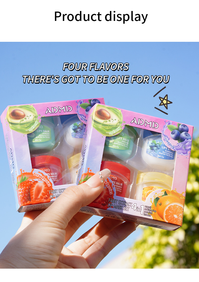 【 Cross-border Exclusive 】ADMD Lip Mask 4-piece Set Box Moisturizing, Hydrating and Exfoliating Fruit-flavored Lip Mask wholesale pic 16