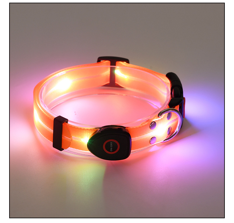 LED light-emitting collar, usb charging pet collar with light, pvc rubber-coated webbing dog leash, luminous dog collar pic 11