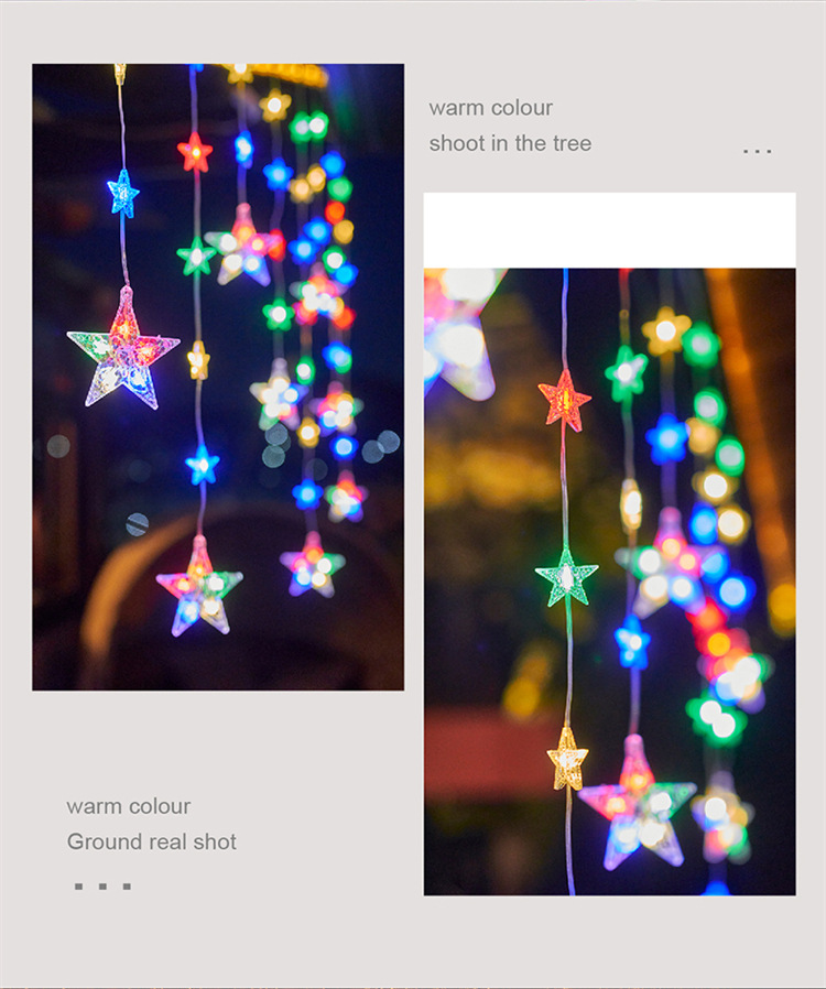 led color lights, flashing lights, string lights, starry sky curtains, balcony decoration, outdoor atmosphere lights, solar star light strings pic 11