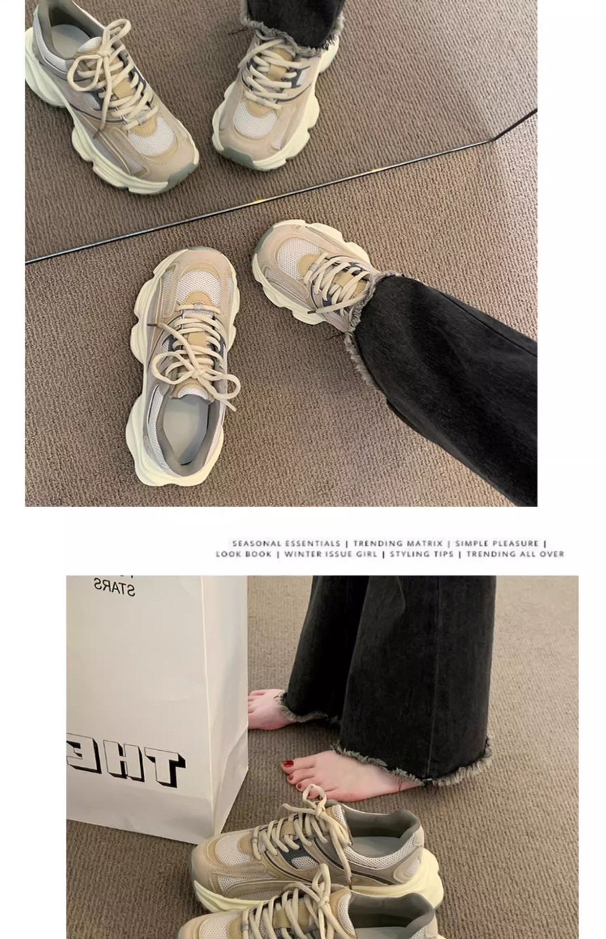 复古厚底灰色老爹鞋女款2025春季新款网面透气显脚小休闲运动鞋子详情18