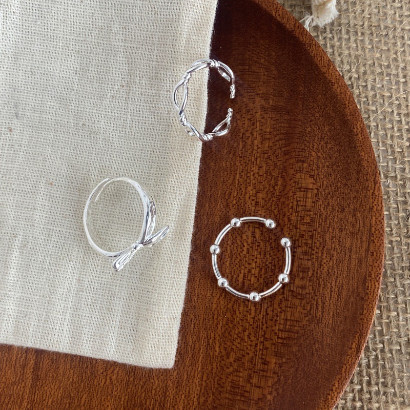 韩国博主happyrim同款蝴蝶结豆豆开口戒指精致简约叠戴可调节指环详情9