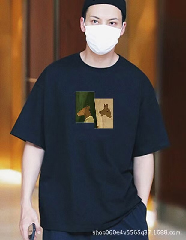 Wholesale of 2025 new summer pure cotton round-neck half-sleeved T-shirts for both men and women, loose short sleeves pic 7