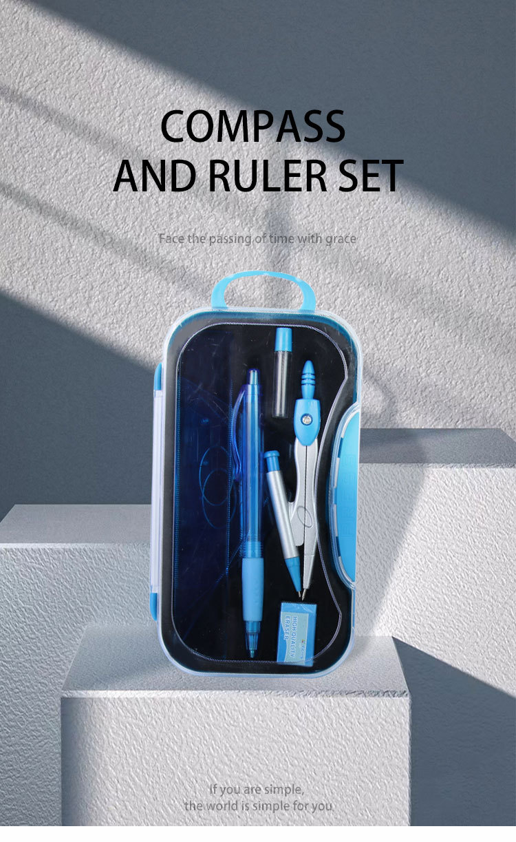 Yalong Cross-border 7pcs Mathematical Geometry Compass Set, Ruler Set, Protractor Set pic 1
