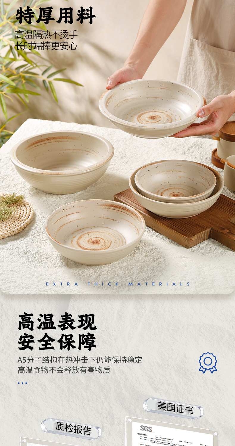 Factory wholesale melamine bowls, Japanese and Korean ramen bowls, commercial hotels and restaurants, shockproof and heat-resistant soup bowls, rice cups, and large porcelain imitation bowls pic 4