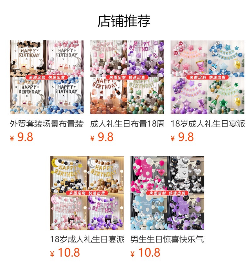 生日快乐气球装饰品套装氛围感道具背景墙布置场景男朋友派对套餐详情1