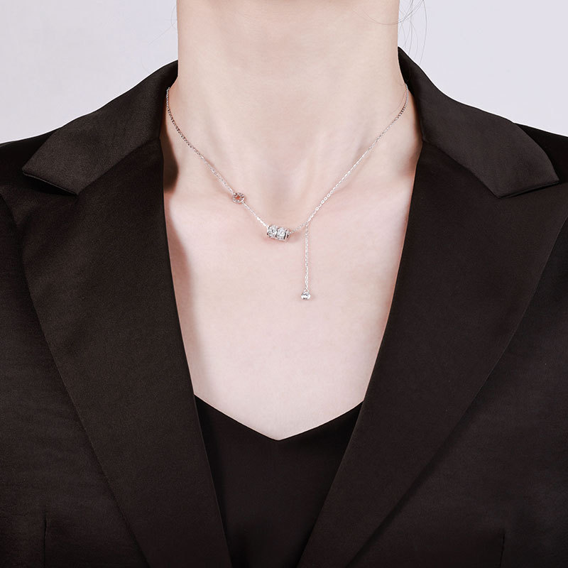 卓恒甄选 925银项链 莫桑石女式百搭轻奢锁骨链小众设计感项链详情8