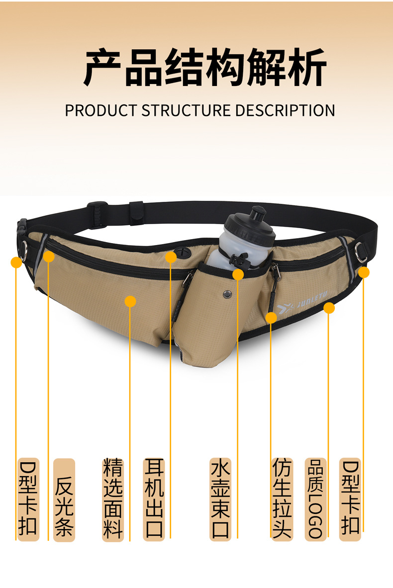Cross-border large-capacity waterproof running and fitness mobile phone chest bag, multi-functional nylon water bottle waist, outdoor sports waist bag pic 25