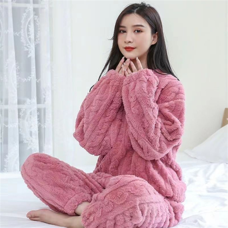 秋冬珊瑚绒暖暖套装印花睡衣家居服舒棉绒提花情侣套装批发长袖详情25