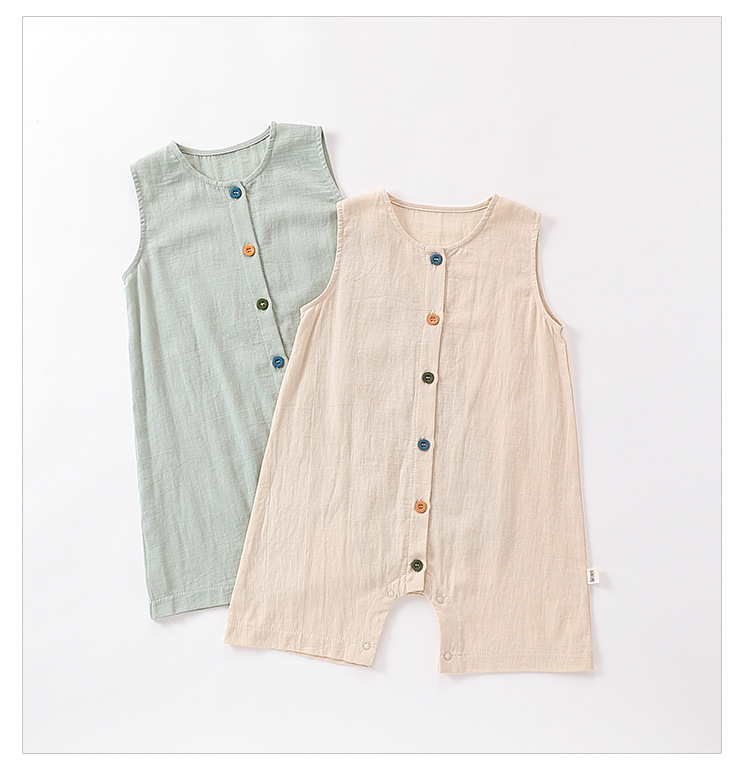 Baby sleeveless one-piece suit, Class a summer thin baby clothes, breathable pure cotton rocking clothes for boys and girls pic 13