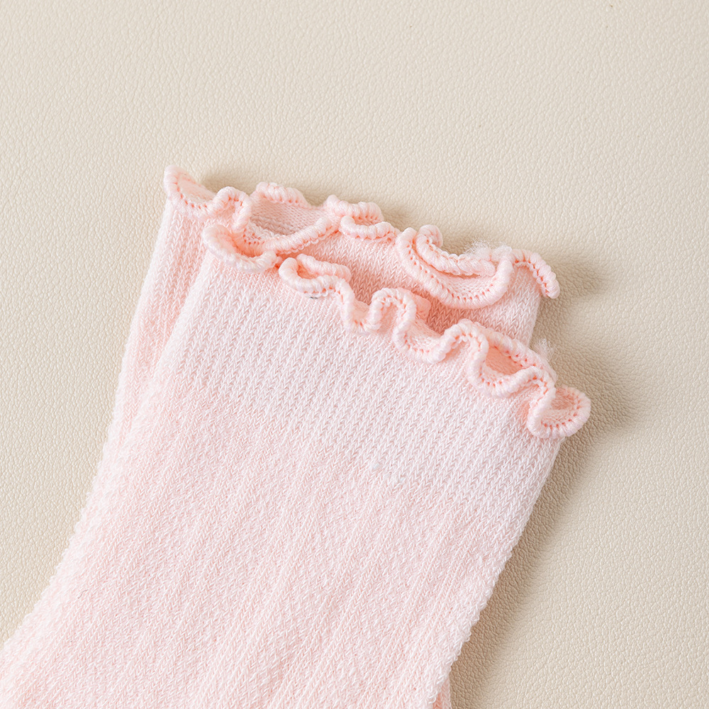 跨境新款纯色花边儿童袜子中筒袜宝宝婴儿中小童袜子春夏详情9