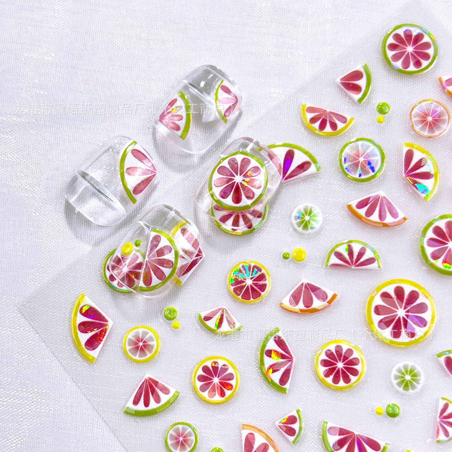 Cross-border bestseller: Shell Light Lemon nail sticker, wine red cherry 5D three-dimensional embossed nail sheet decoration sticker pic 7