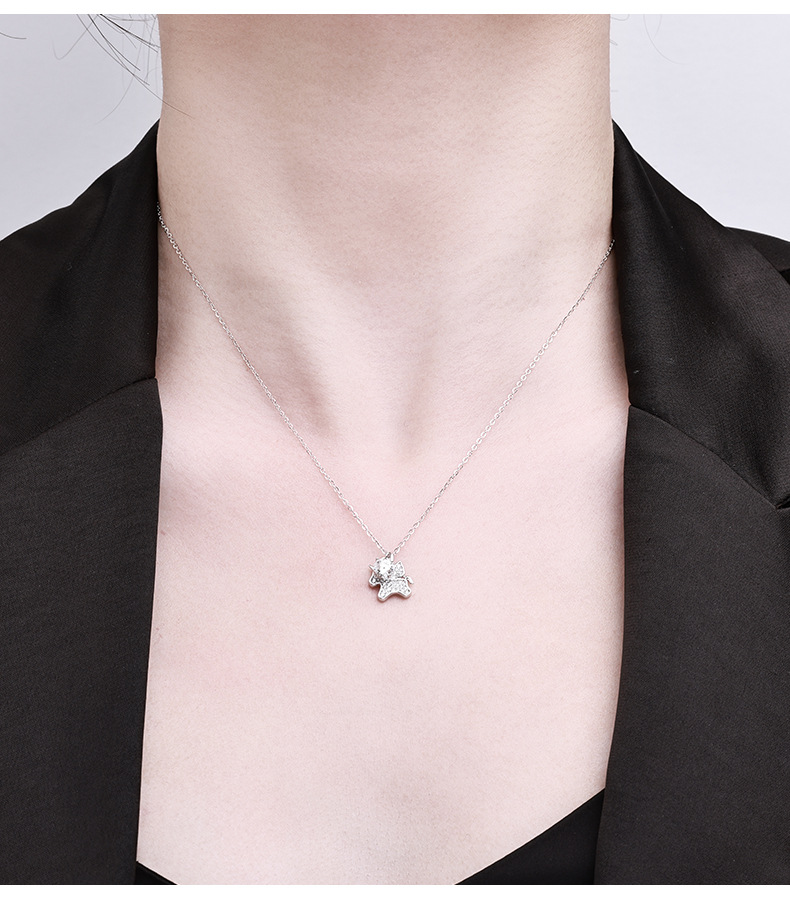 New Mosan Unicorn Necklace for women, Korean version, simple, individual and fashionable, ins influencer wholesale S925 sterling silver collarbone chain pic 4