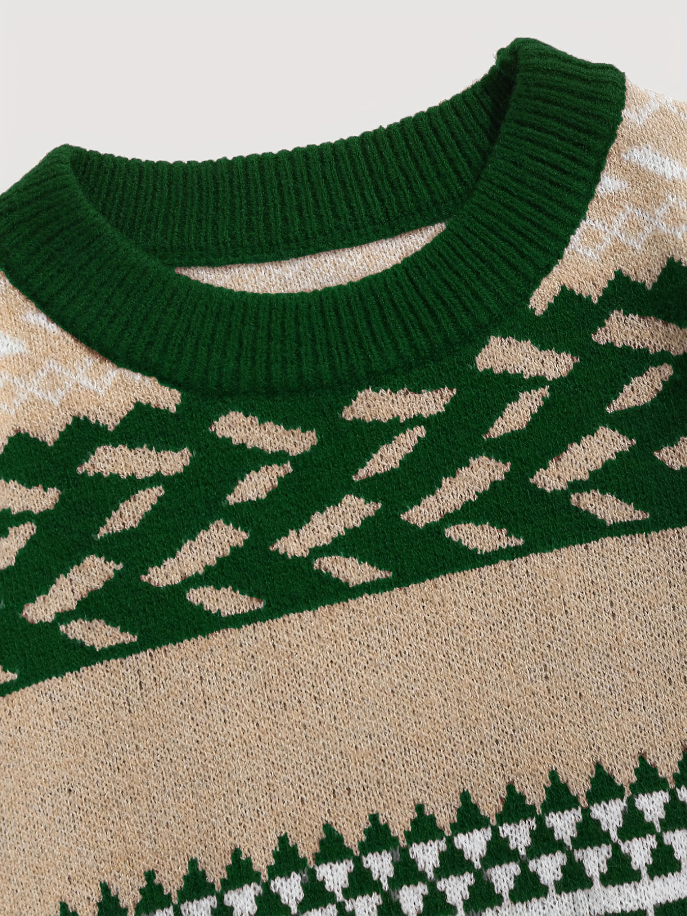 The new autumn and winter warm, soft and retro knitted sweater with a pullover, round neck and long sleeves, and a contrasting color diamond-shaped pattern sweater is versatile for women pic 9