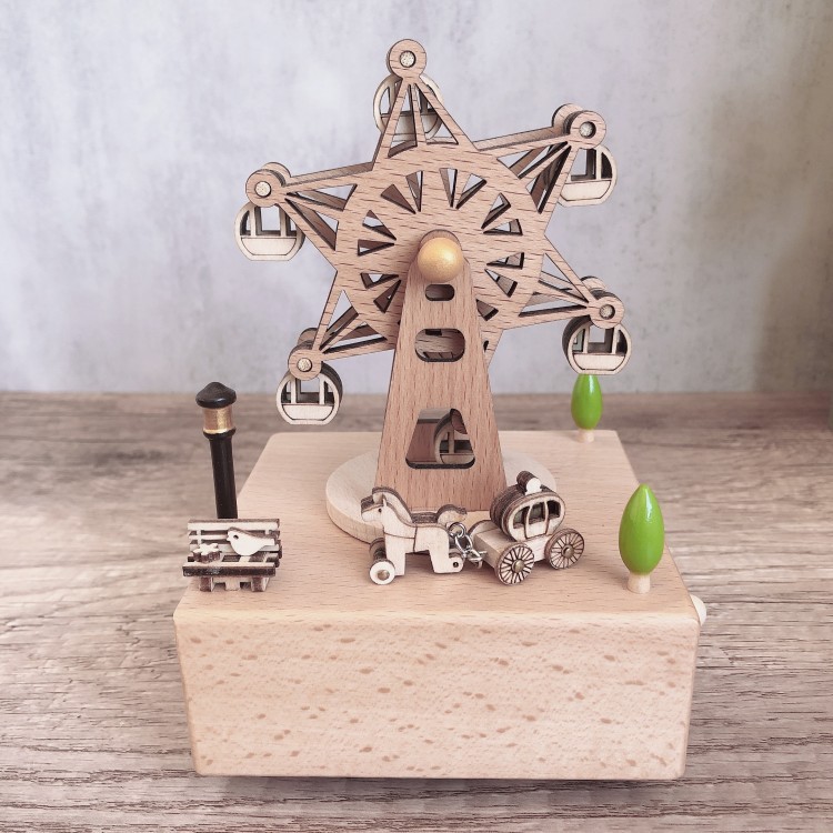 木质手工创意音乐盒儿童生日礼物旋转木马女孩跳舞八音盒跨境出口详情20