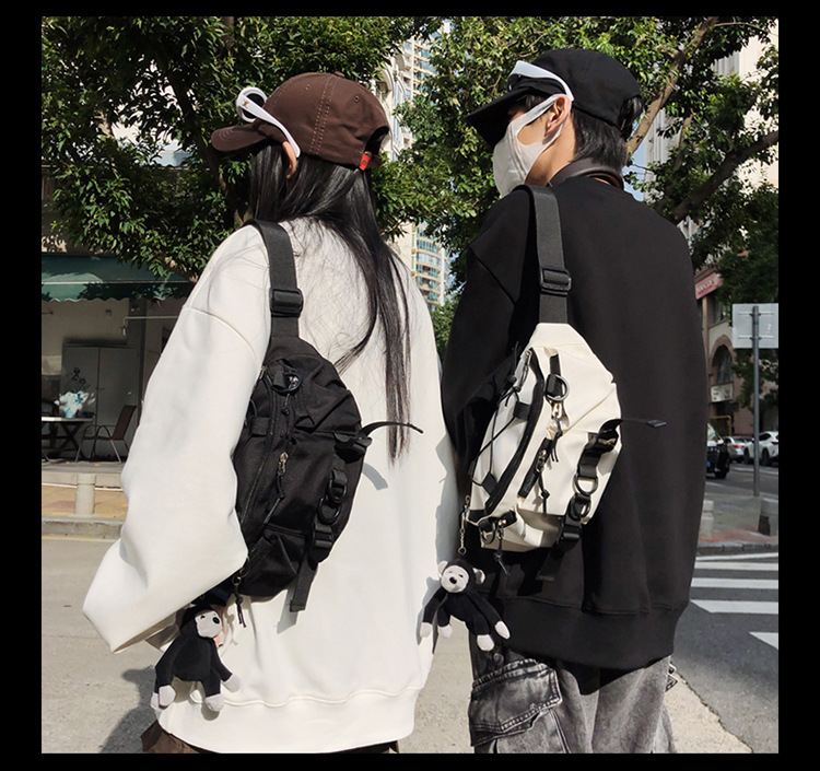 斜挎包潮牌男士百搭休闲胸包工装简约ins腰包日系情侣单肩斜挎包详情6