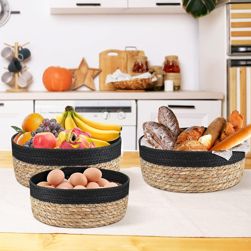 收纳筐编织篮子整理收纳草编化妆品收纳蒲草编零食收纳桌面置物篮详情11