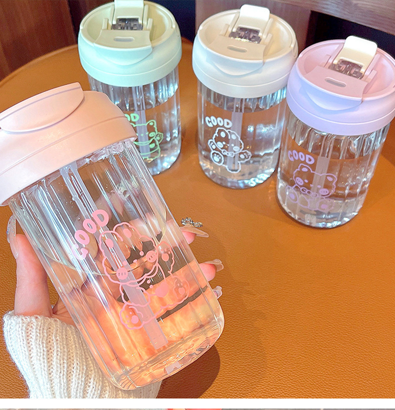 创意双饮杯带吸管玻璃杯办公室高颜值夏季便携提手新款2025杯子详情11