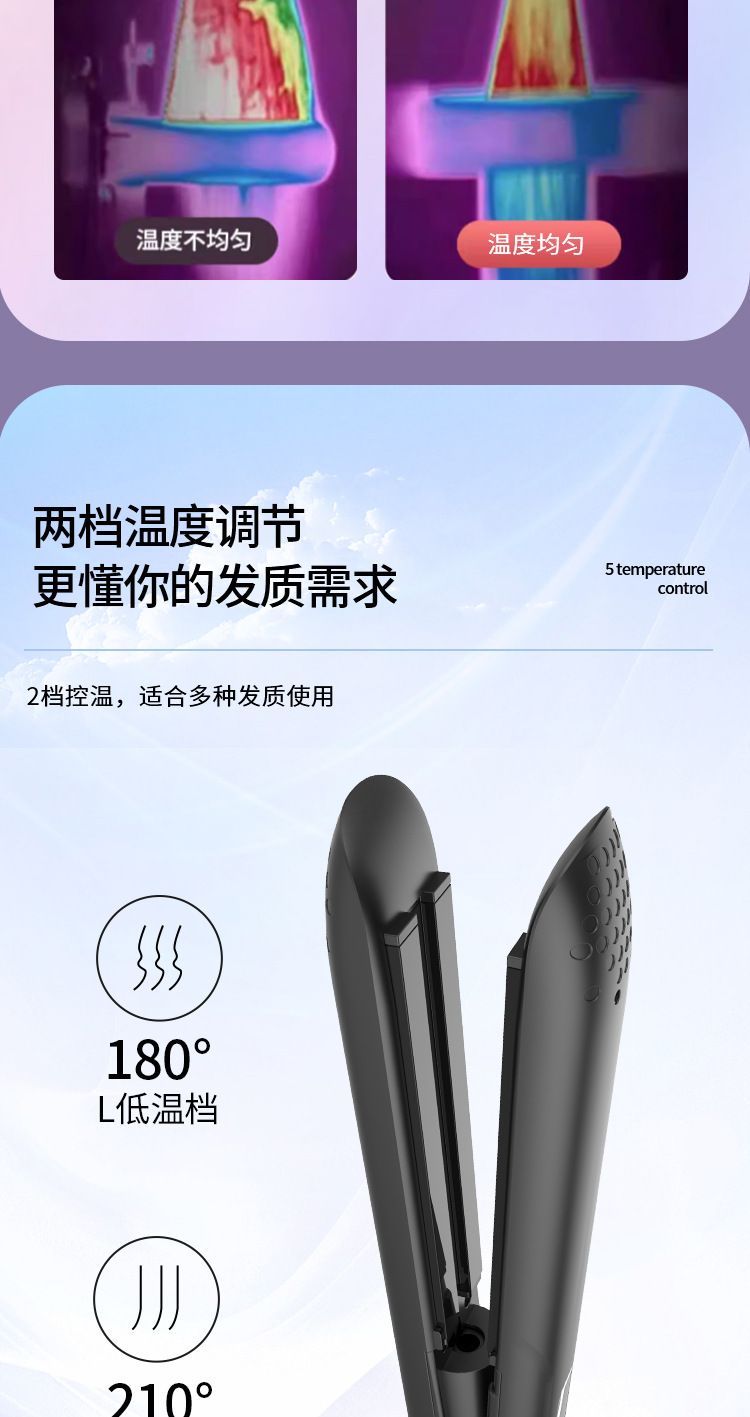跨境直发器蒸汽喷雾直发夹板卷直两用电气石负离子恒温护发直板夹详情6