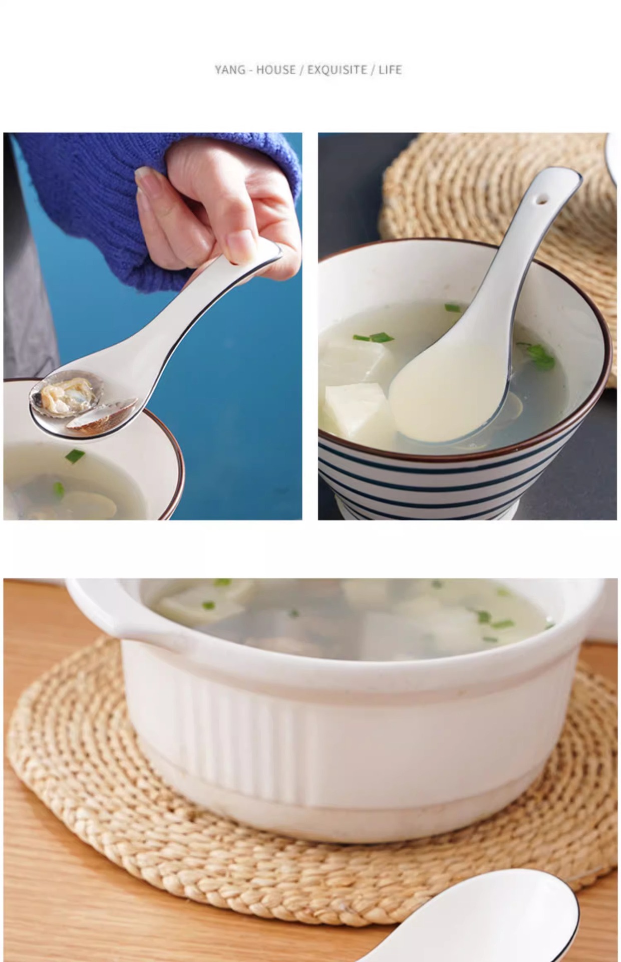 陶瓷勺子家用喝汤长柄汤匙调羹盛稀饭专用餐具勺粥勺厨房大号汤勺详情13