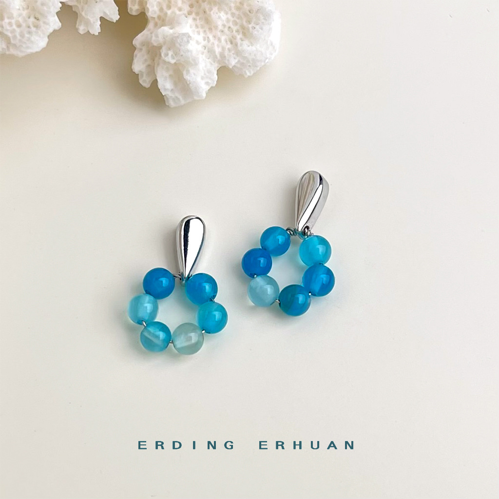 【 Sea Blue Series 】 Summer new original design, handcrafted, fresh and vacation-style blue earrings, factory earrings for women pic 27