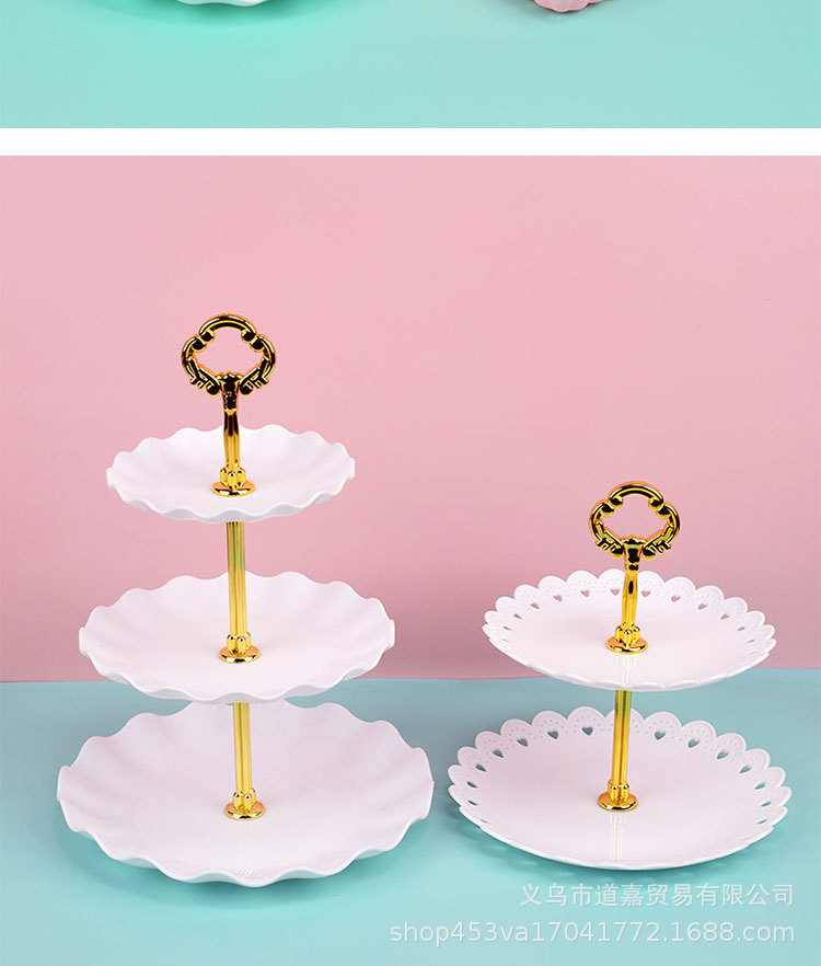 欧式塑料多层水果盘客厅茶几糖果盘前台精致蛋糕托盘三层展示架详情5