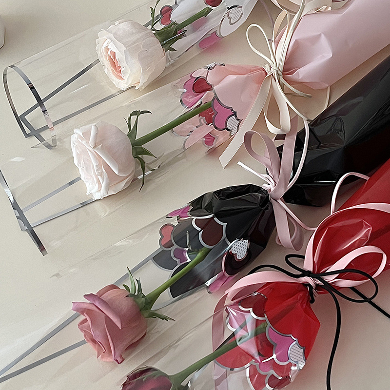 七夕乐乐心单支玻璃纸袋花束包装袋花店花艺玫瑰包花纸材料鲜花包装用品详情10