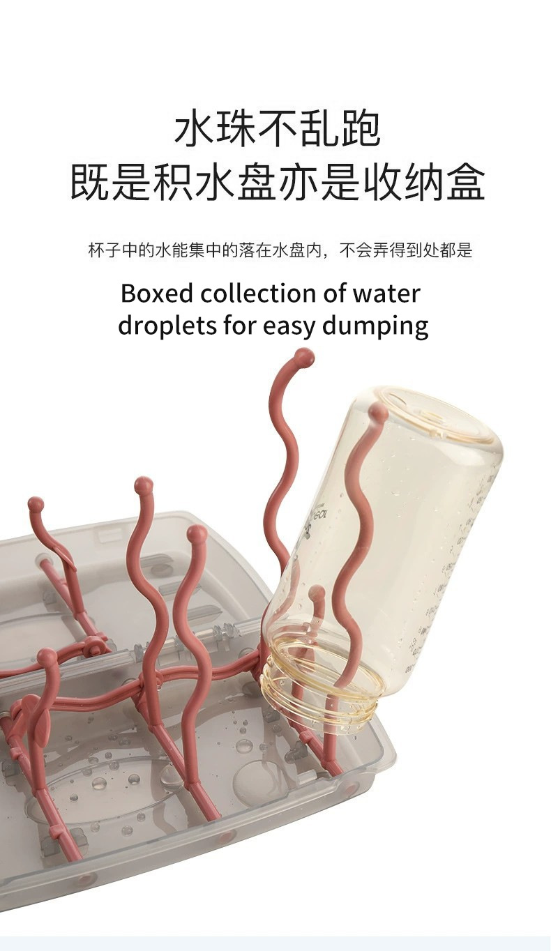 防尘带盖奶瓶架晾干架多功能折叠沥水架奶嘴滤水架收纳盒装旅行款详情9