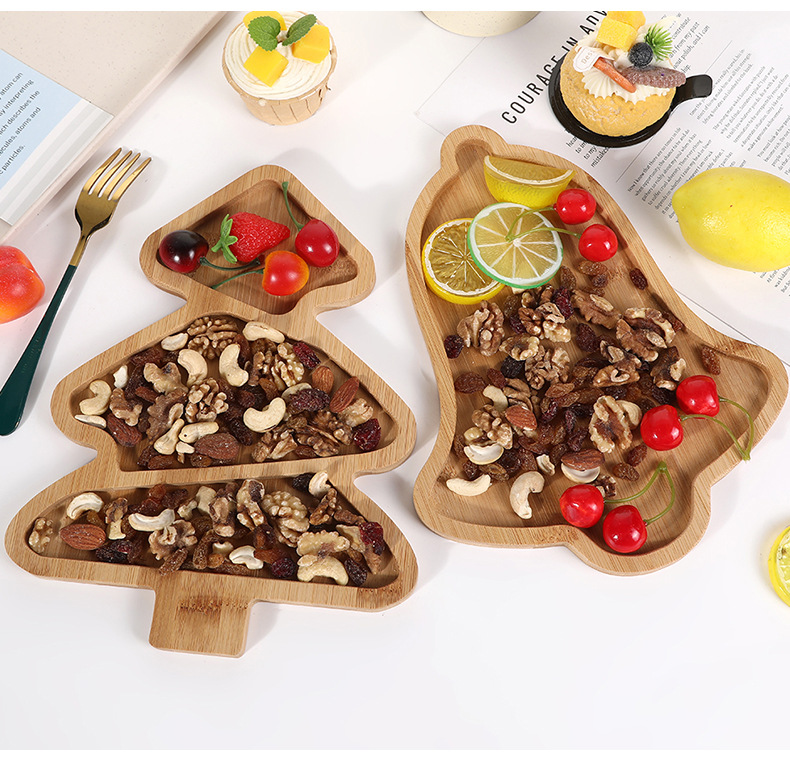 可爱圣诞树餐盘分格竹制装饰品主题派对餐具餐厅甜点水果零食托盘详情11