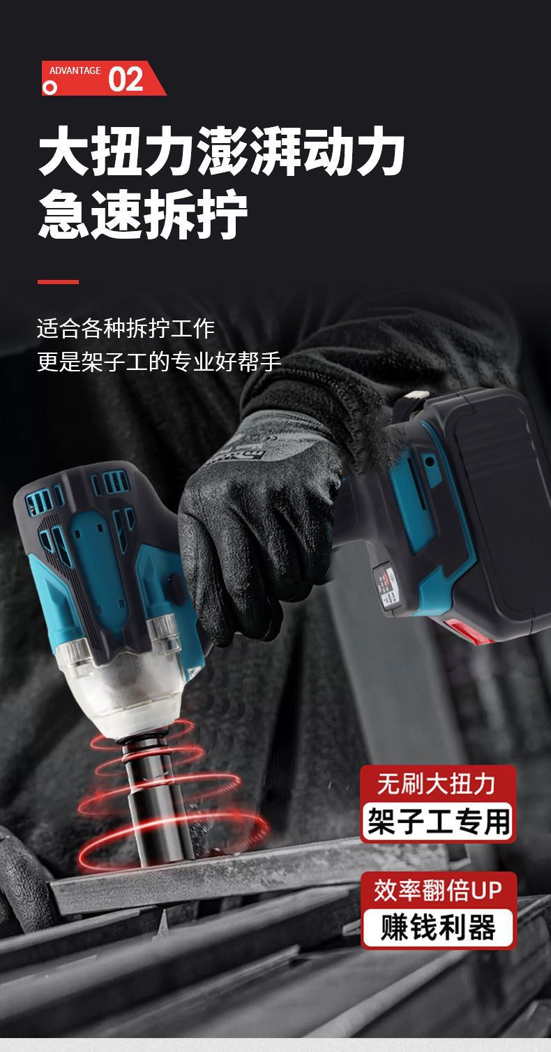 充电式无刷电机起子机多功能锂电手电钻扭力电动扳手工具套装批发详情4