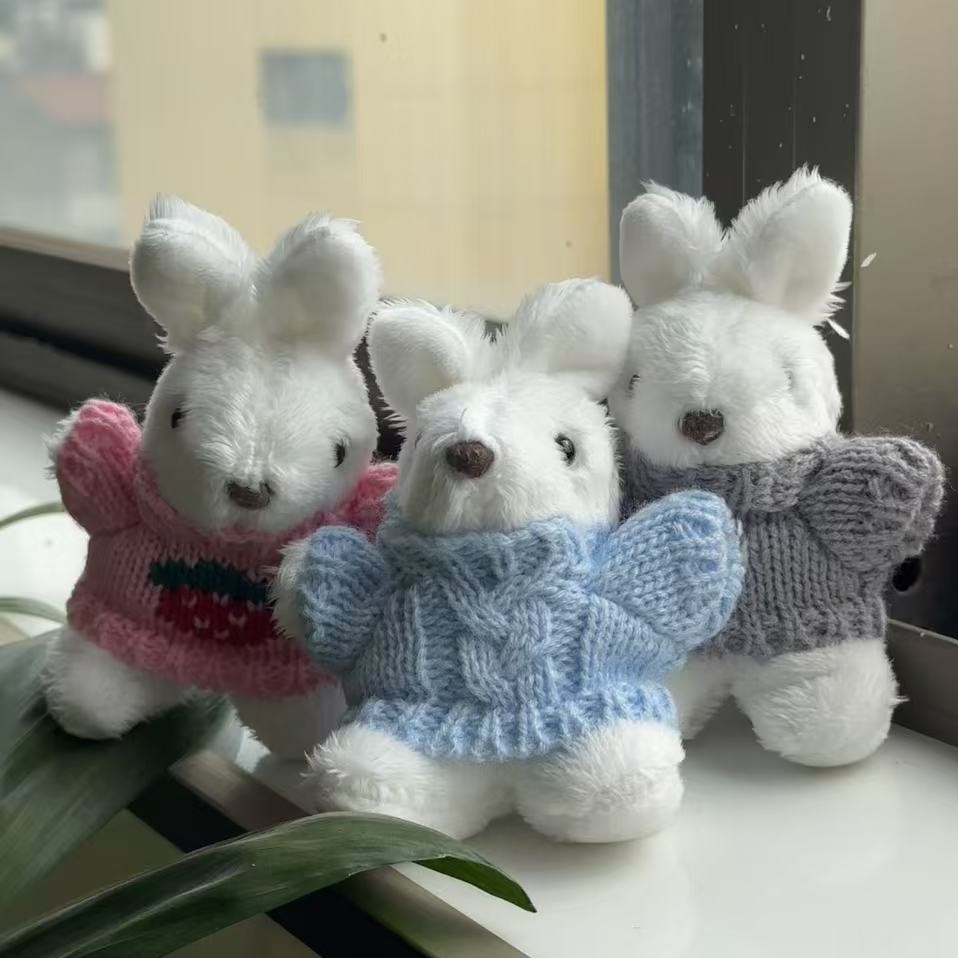 Creative dolls wearing sweaters, little rabbits, plush dolls, pendants, cute rabbit dolls, keychains, toy bags, pendants pic 9
