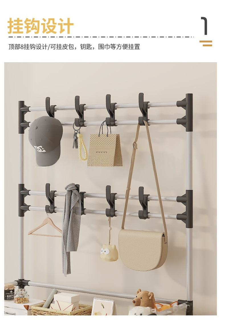 Cross-border multi-layer waterproof and dustproof multi-functional shoe and hat rack, storage shoe cabinet, household integrated floor-standing clothes hanger, shoe rack pic 5