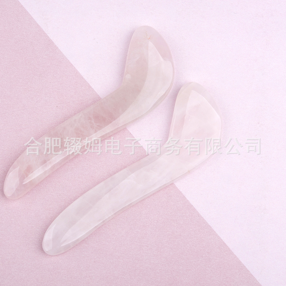 天然粉晶东陵玉石刮痧板脸部美容眼部推拿片刮痧板美容院同款按摩详情11